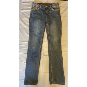 Live Hard Bootcut Jeans Women 8 Blue Excellent Embellished Rhinestone Western